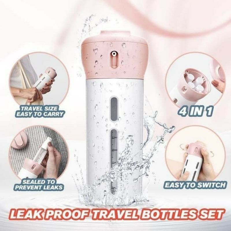 Botol Portable Travel set 4 in 1 / Dispenser Sabun Shampoo Skincare portabel Praktis