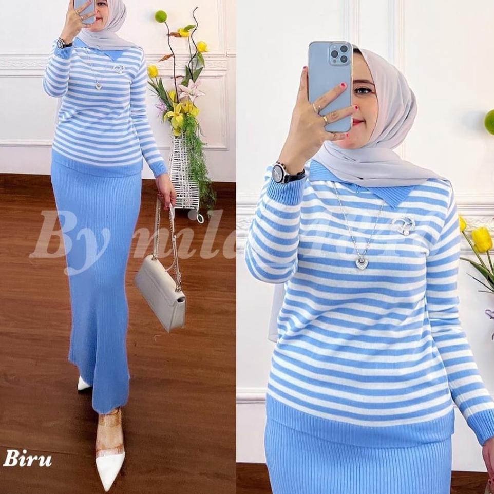 Harga Murah.. RAJUT CLOTHING | One Set Rajut Salur Import | Setelan Rajut Import Wanita | Setelan Ra