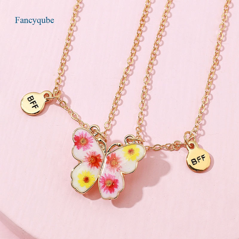 Fancyqube 2pcs / Set Kalung Rantai Magnetik Bentuk Hati Untuk Wanita