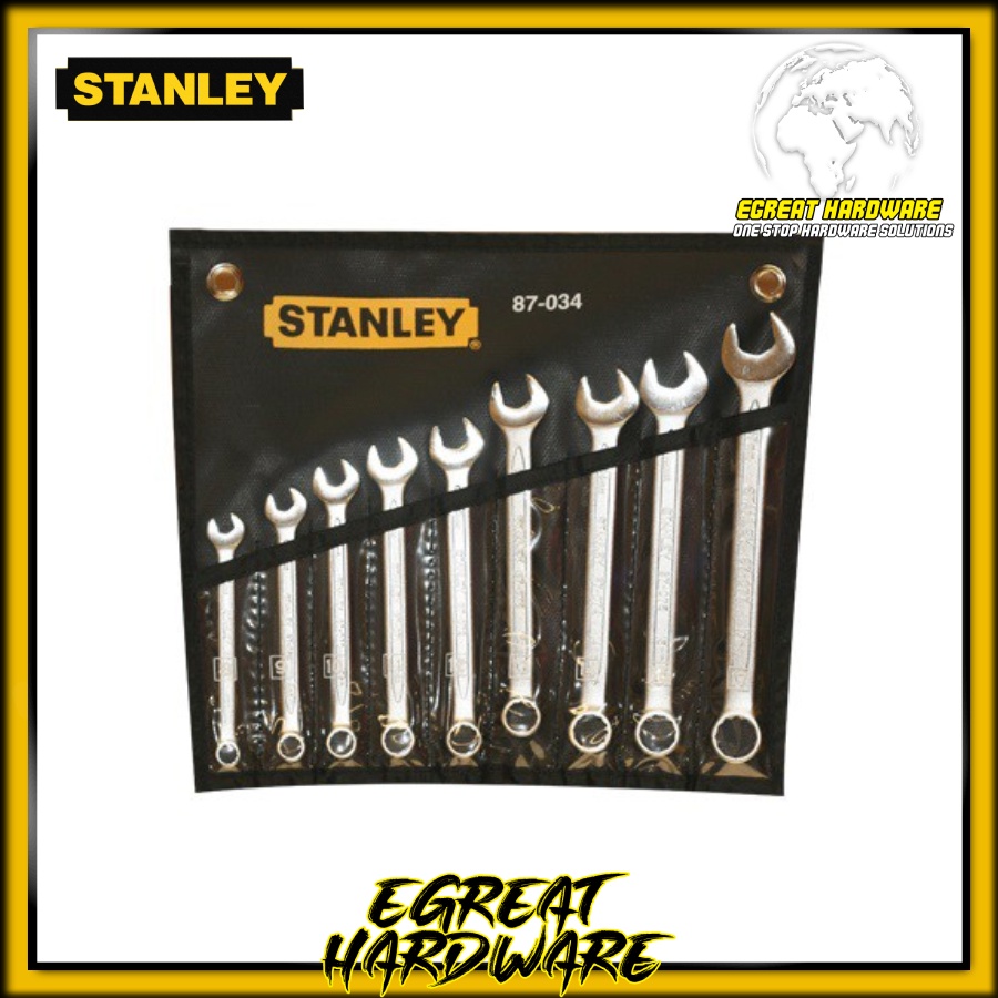 Set Kunci Wrench Stanley 87-034 Slimline Combination Wrench Set Chrome Steel