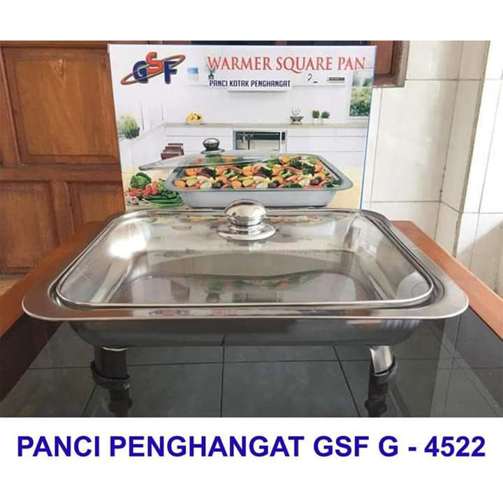 WADAH SAJI PRASMANAN TEMPAT PRASMANAN FAST FOOD DISH WARMER SQUARE PAN TUTUP KACA GSF 4622