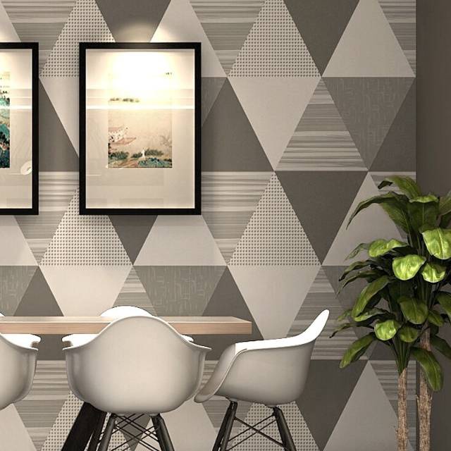 Wallpaper Dinding 3D Stiker Dinding Aesthetic Wallpaper Stiker Dinding Ruangan, Wallpaper Dinding Segitiga Abu-stiker segitiga abu
