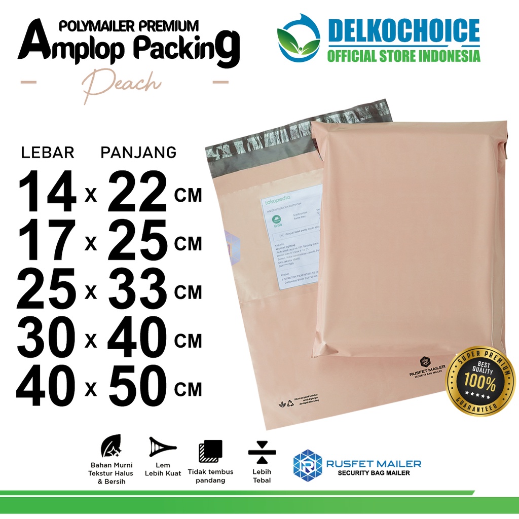 

Polymailer PEACH Polos Amplop Plastik Packing OlShop Polimailer PREMIUM SATUAN