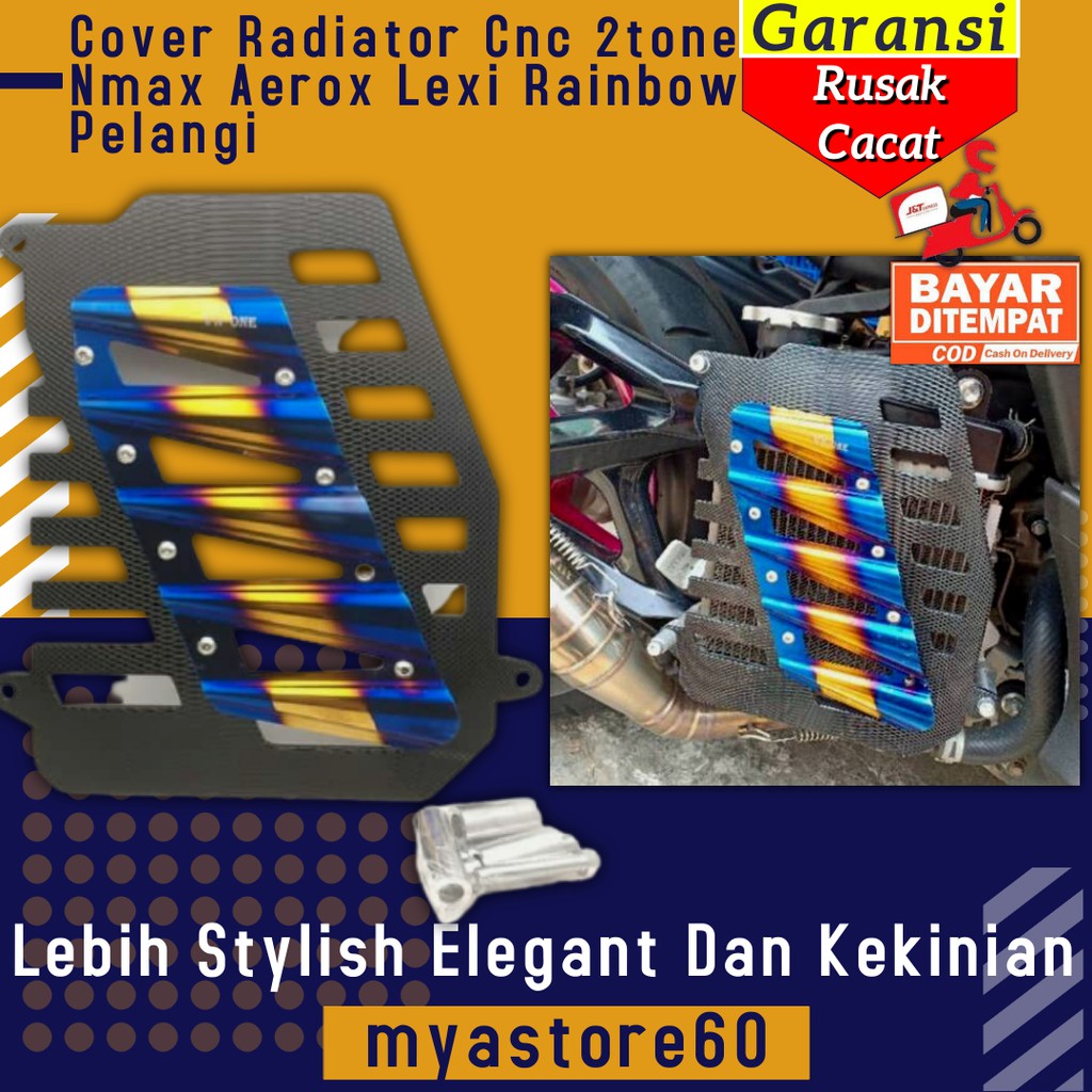 Cover Tutup Radiator Cnc Two Tone Twotone 2tone Nmax Aerox Lexi Rainbow Pelangi