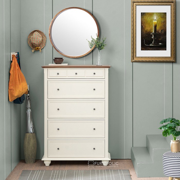 {kiranastore} iFURNHOLIC Alfonso High 5 Drawers  Lemari Kabinet Laci Penyimpanan Diskon