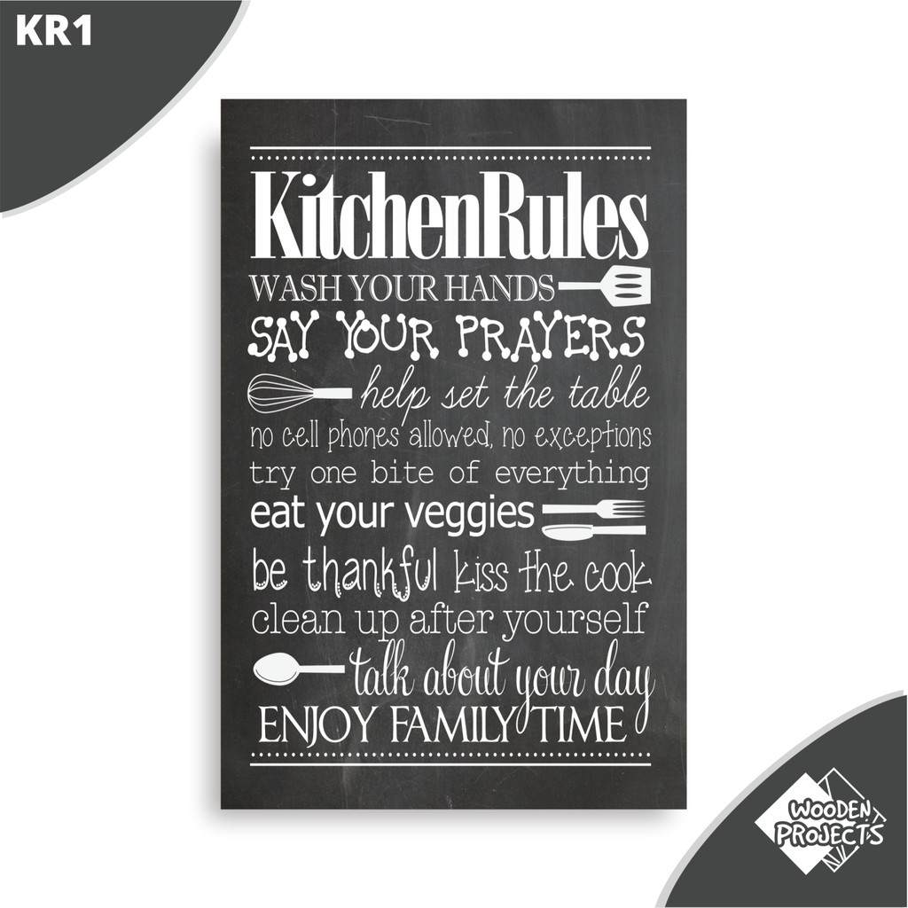 Wooden Projects Wall Decor Poster Pajangan Dinding Kitchen Rules Poster Kr1 Shopee Indonesia