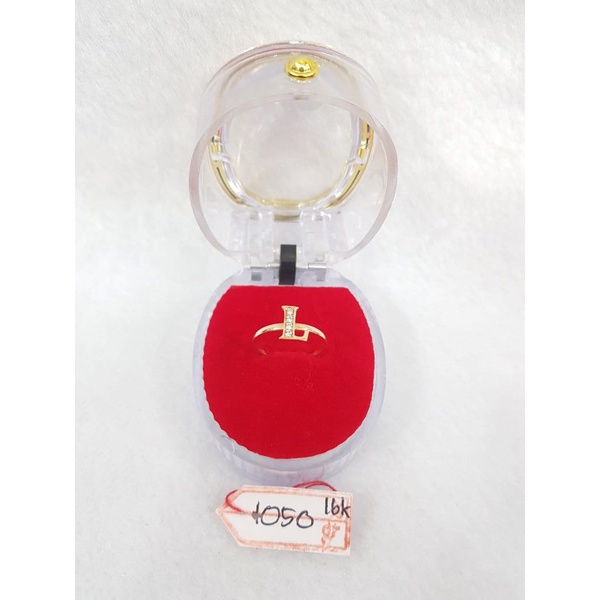 CA277G178G cincin anak inisial nama abjad huruf L permata emas kuning asli kadar 70% 16k no 8 1,4cm