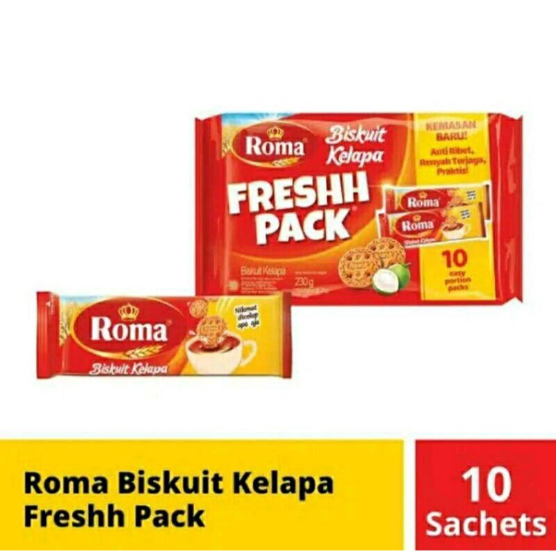 

Biskuit Roma Kepala Freshh Pack 230gr isi 10