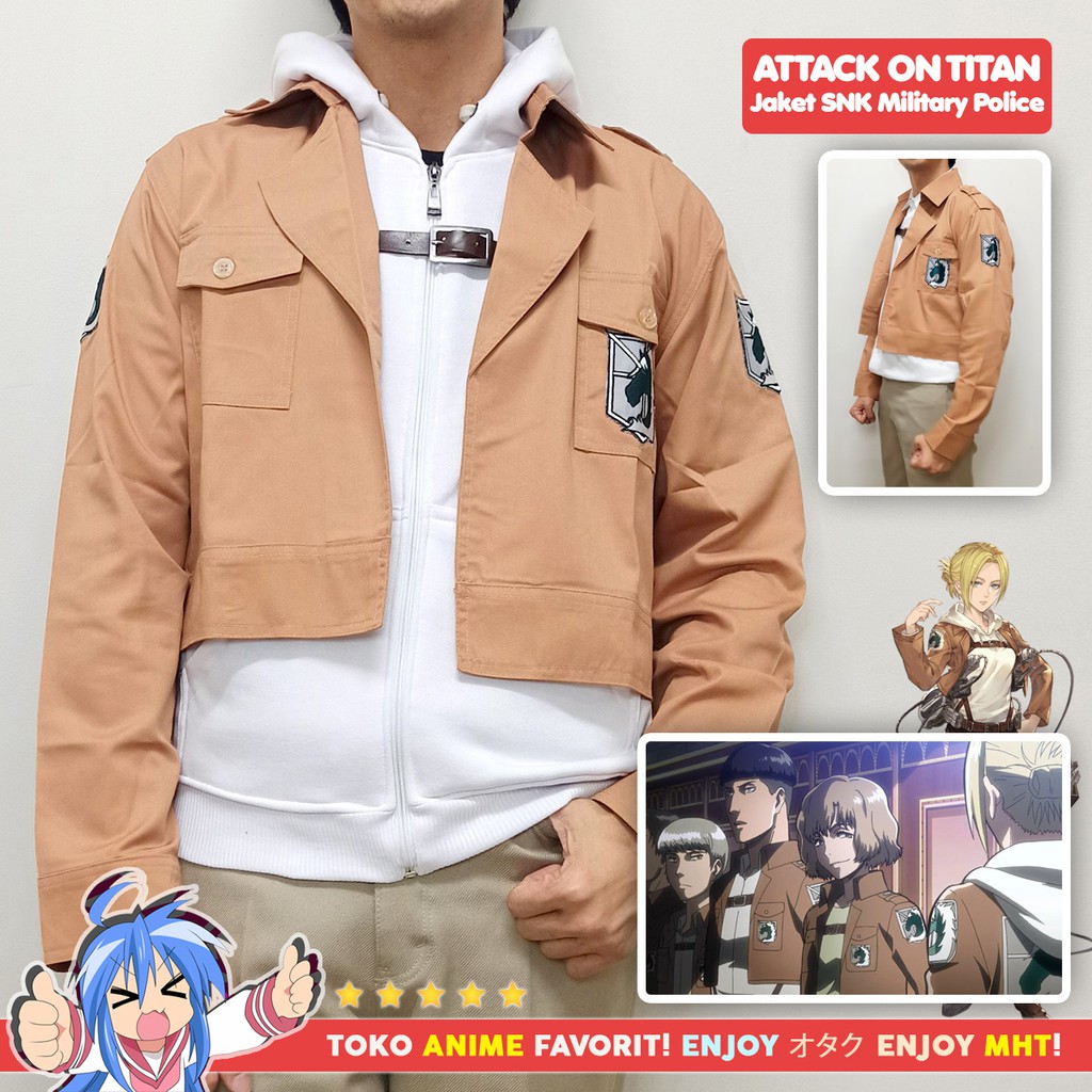 Jaket Attack On Titan BORDIR Anime AOT SNK Shingeki no Kyojin Military Police Short Cosplay Annie Leonhart