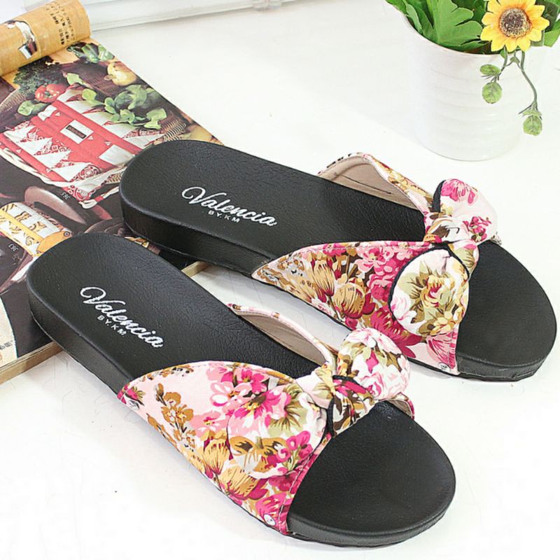 sandal sol kokop puyuh motip bunga dasi new