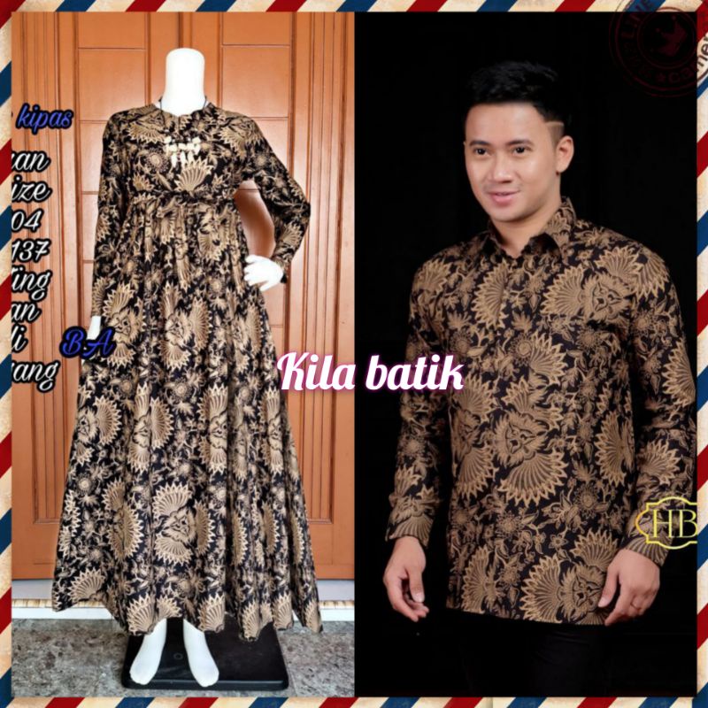 Maura Couple Sania Ruffle Batik Couple ori Ndoro jowi DNT motif kipas coklat Garansi Termurah S M L XL XXL