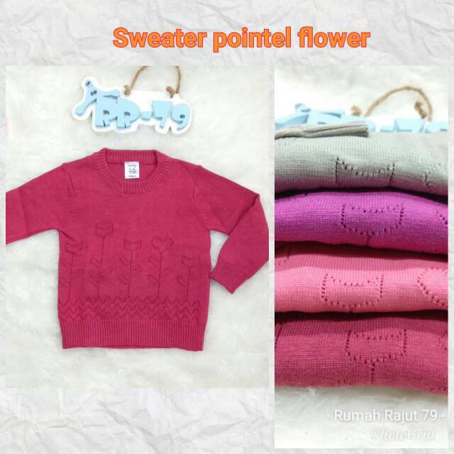 Sweater rajut anak pointel flower