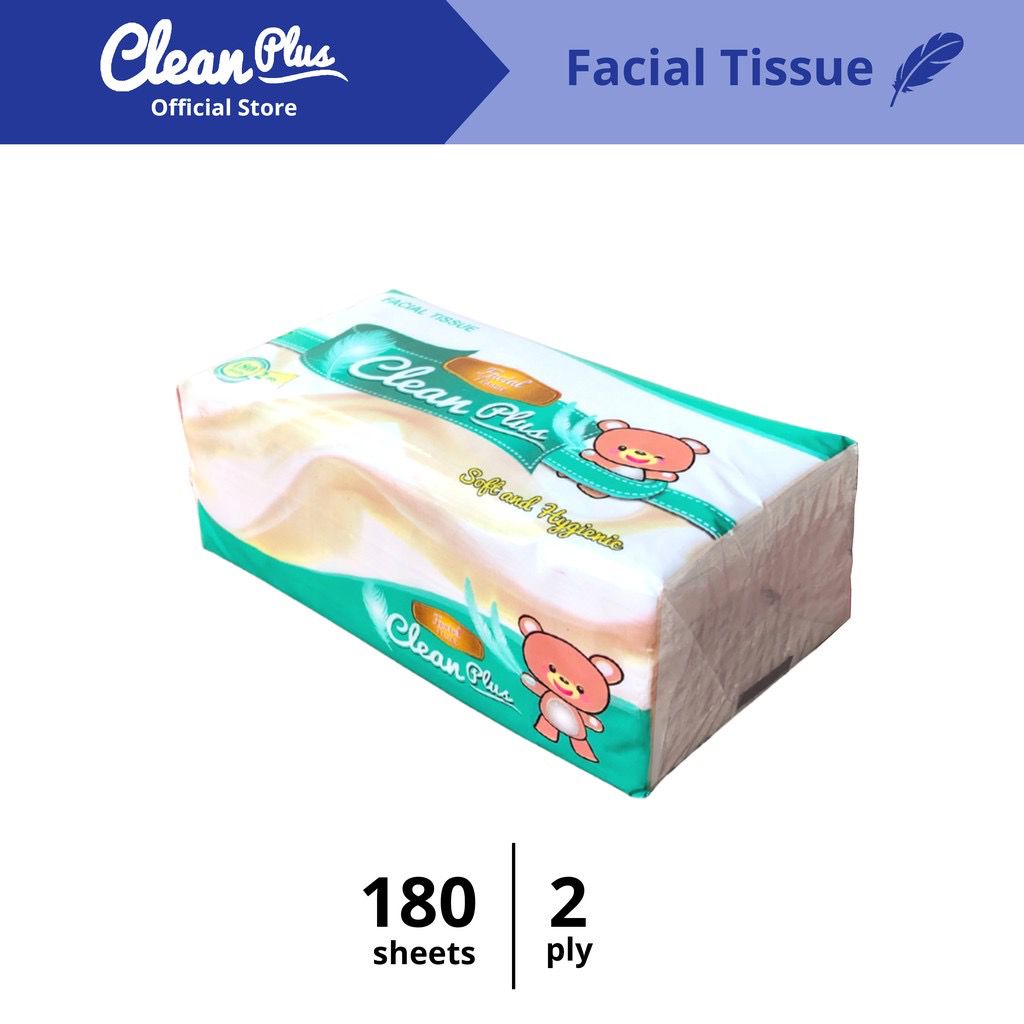 TISSUE CLEAN PLUS 180 SHEETS 2PLY TISSUE TISU MURAH