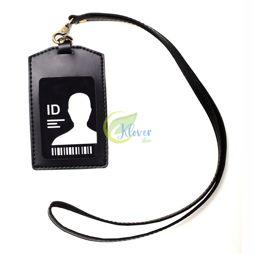 

Name Tag Patuk Id Card Holder Souvenir Holder Kulit Pu Leather Hitam