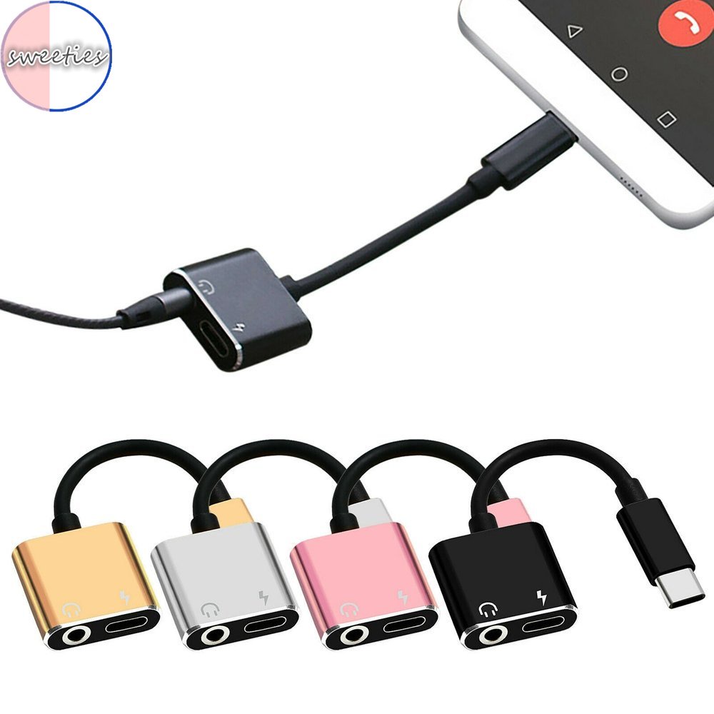 1pc Adapter Konverter Charger Headphone Tipe c Ke 3.5mm Untuk HUAWEI