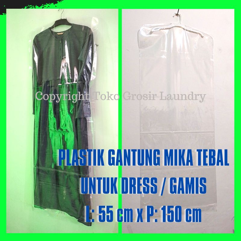 Isi 12 Lembar Plastik Gantungan Baju TebalUk 55x150 Mika Bening Gamis Dress Gaun Abaya Cover Pelindu