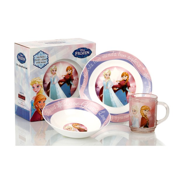 Briliant Set Gelas + Mangkuk / Mug + Soup Plate Breakfast Set Frozen (GMC2423)