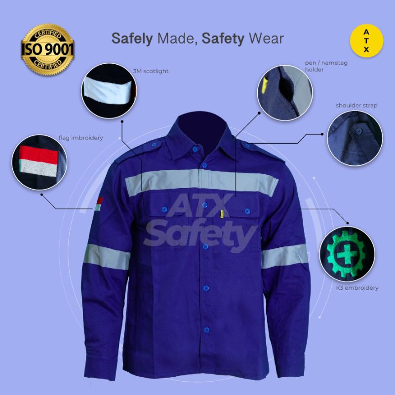 Wearpack Safety Baju Kerja Lapangan Lengan Panjang Merk ATX Benhur