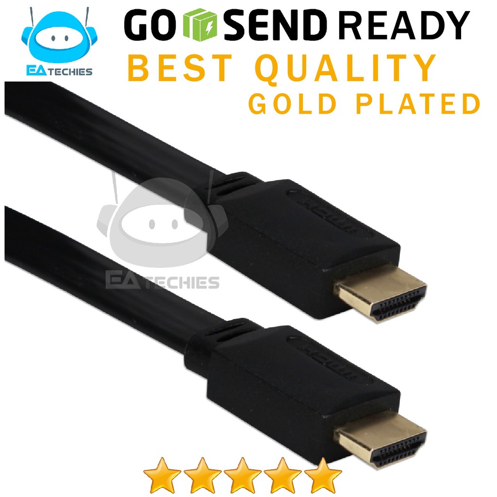 Kabel HDMI 5M / 5 Meter Flat Type / HDMI TO HDMI Gold Hi Quality 100%