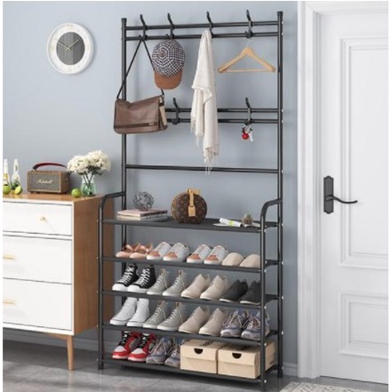 Rak Serbaguna Portable Stand Hanger for Pakaian Baju / Topi / Sepatu & Lemari Gantungan Tas Multifun