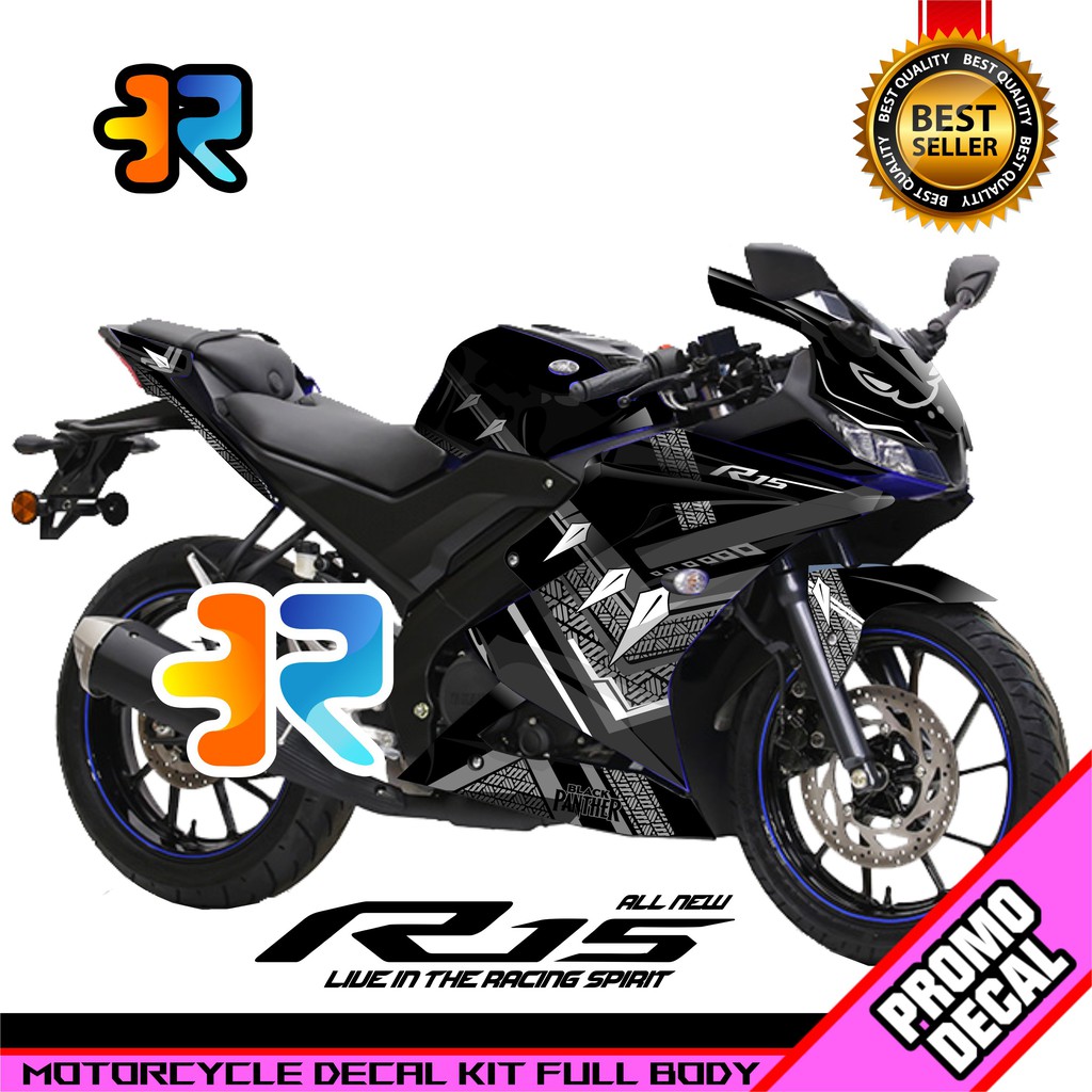 Decal Motor R15 V3 Desain Black Panther Sticker Decal Full Body