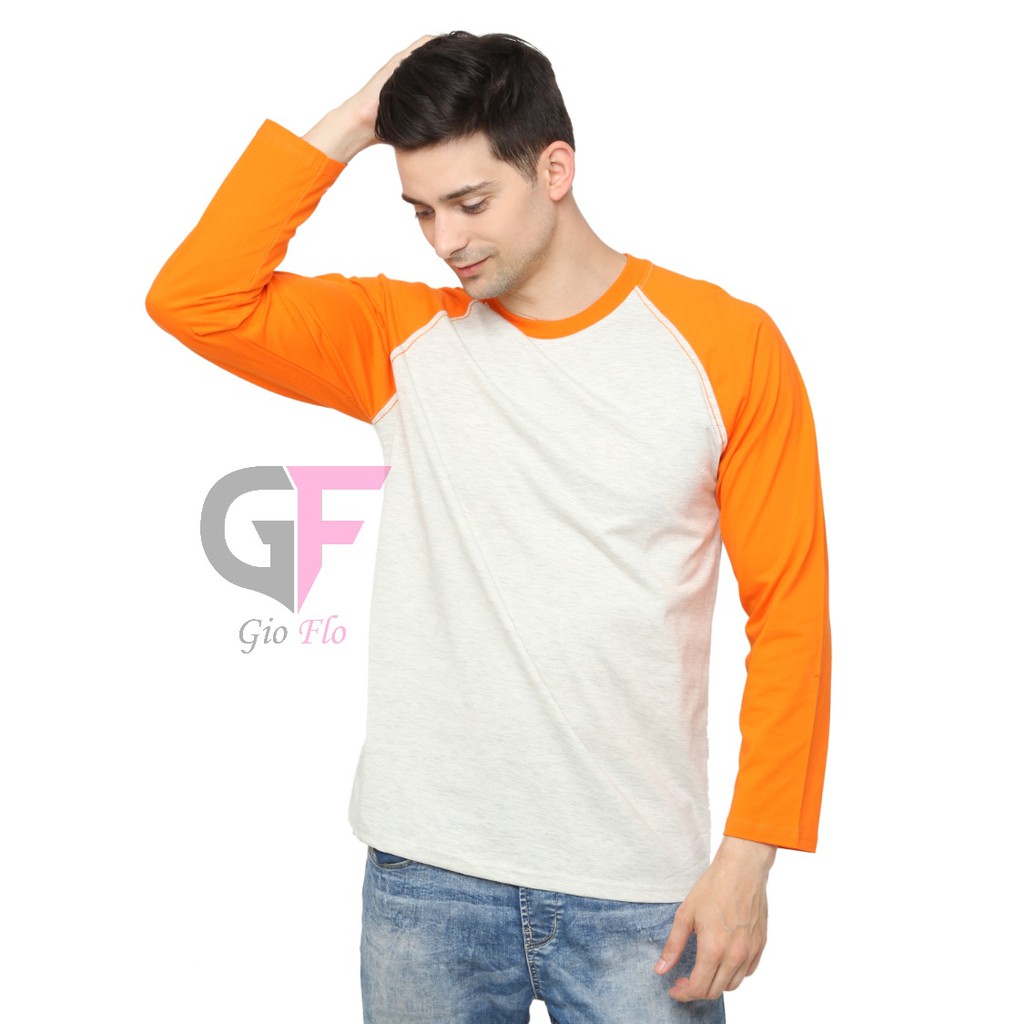 GIOFLO Baju 2 Warna Polos Lengan Panjang Putih Misty Orange / PLS 92