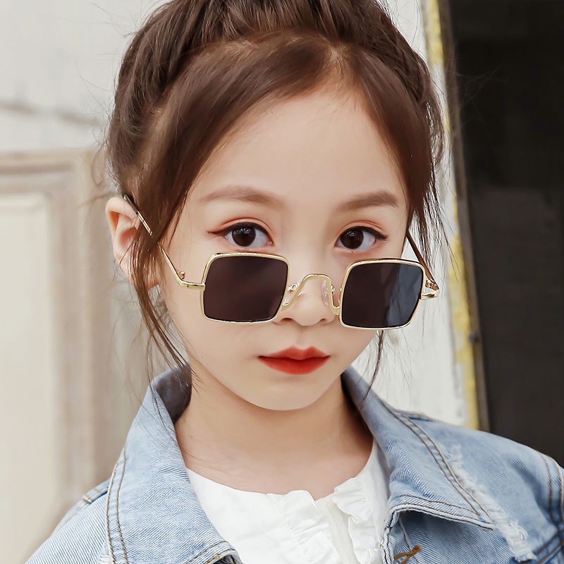 Hip Hop Kids Sunglasses Metal Square Fashion Decorative Glasses for Boy Girl