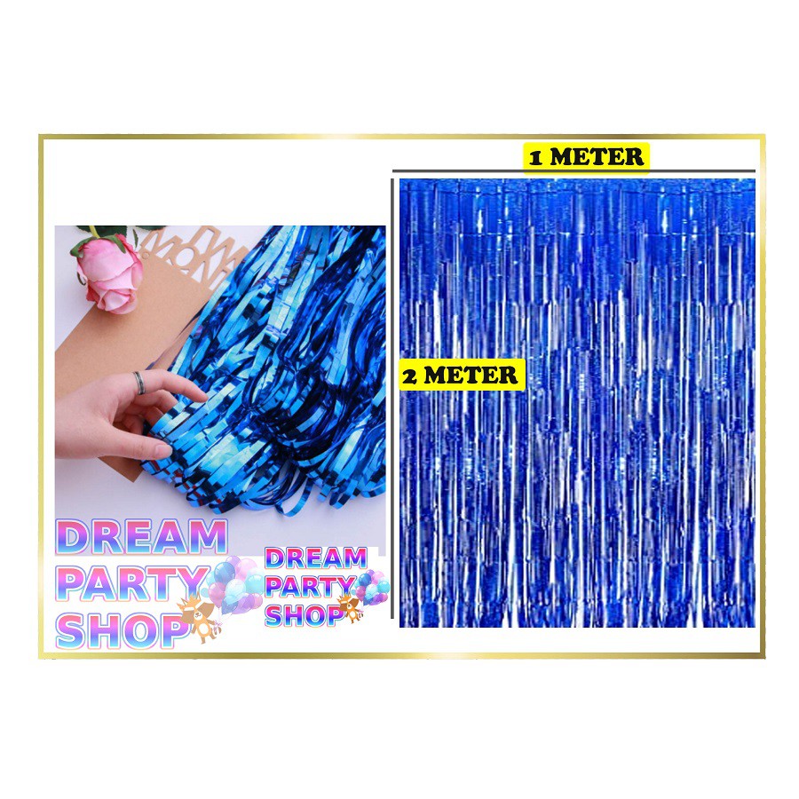 Tirai Biru Foil/ Tirai Foil Biru/ Tirai Ultah/ Background Ultah/ Gorden Foil Ultah