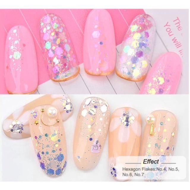 (Satuan) glitter hexagonal hexagon flakes ombre nails glitter gliter hiasan kuku nail art