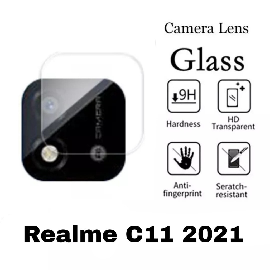 PROMO 2in1 Tempered Glass REALME C11 / C11 2021 Full Layar kaca List Hitam Free Camera Glass