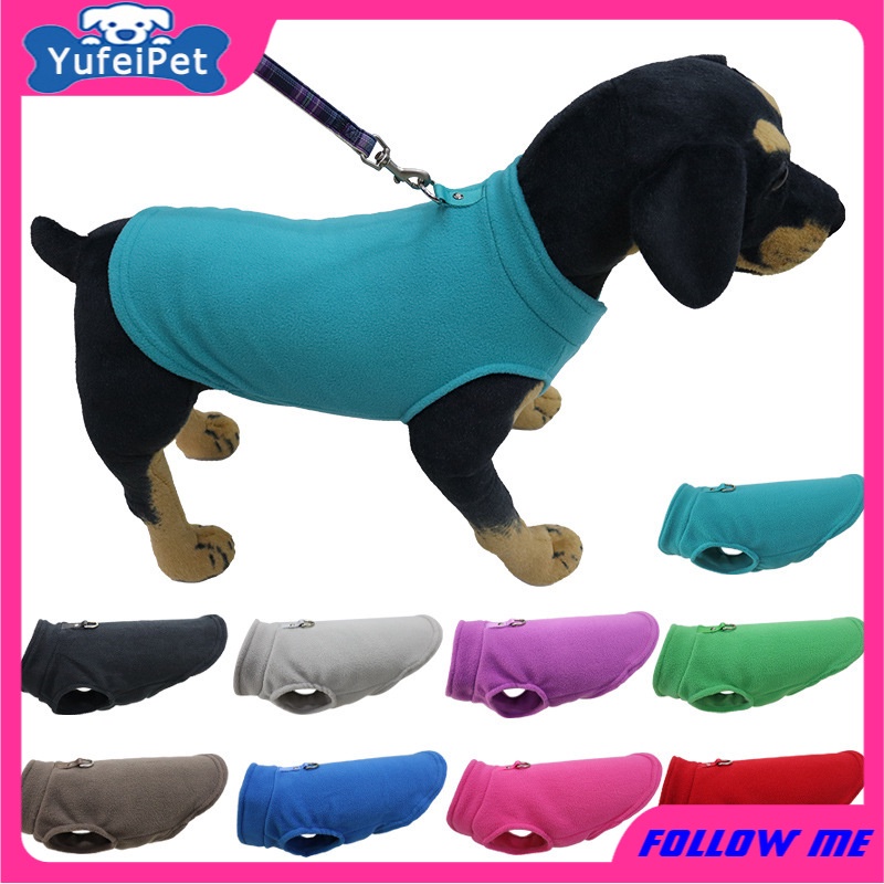 Pakaian Anjing Peliharaan Bahan Polar Fleece Tebal Warna Polos