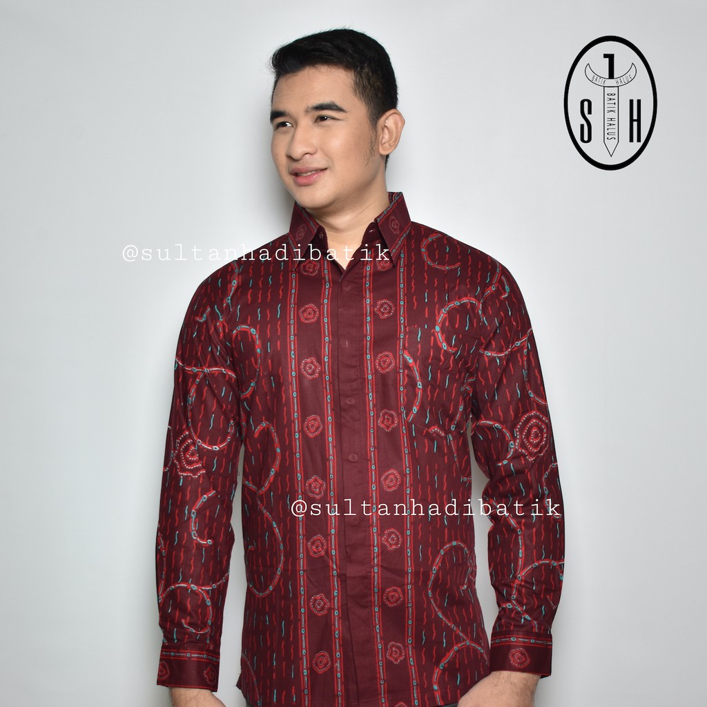 SULTAN HADI / BATIK / KEMEJA BATIK PRIA / BATIK PRIA / KUALITAS PREMIUM - ADRM PJG MERAH BLT