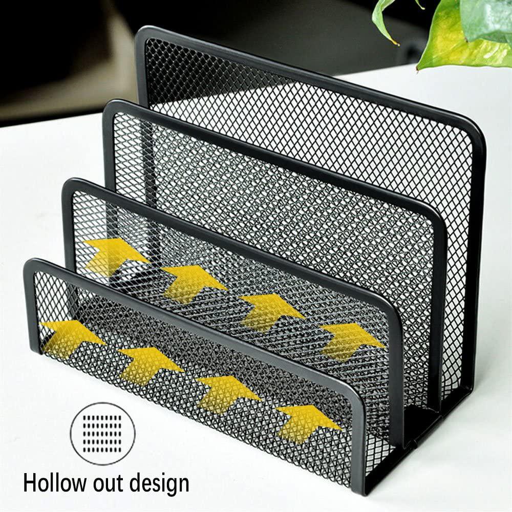 [Elegan] Bookends Metal Mesh Black Desk Organizer Book Holder Meja Surat Organizer Kertas Organizer Tempat File