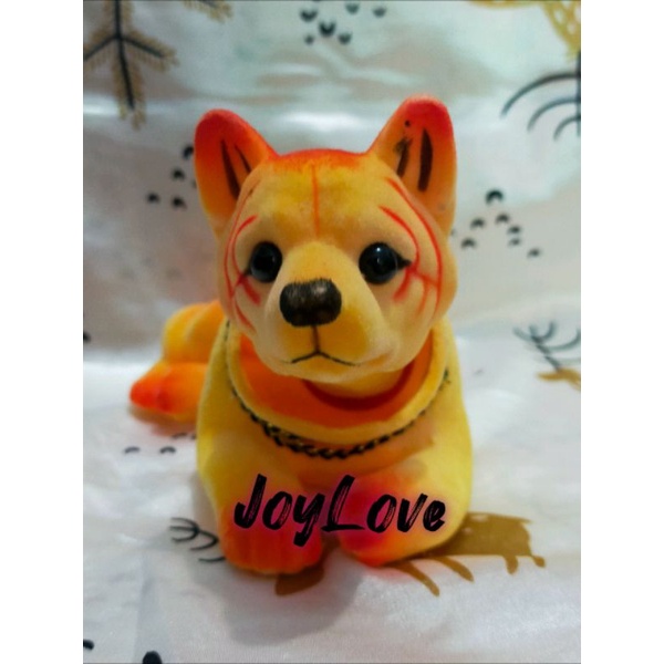 Boneka kepala goyang macan serigala orange