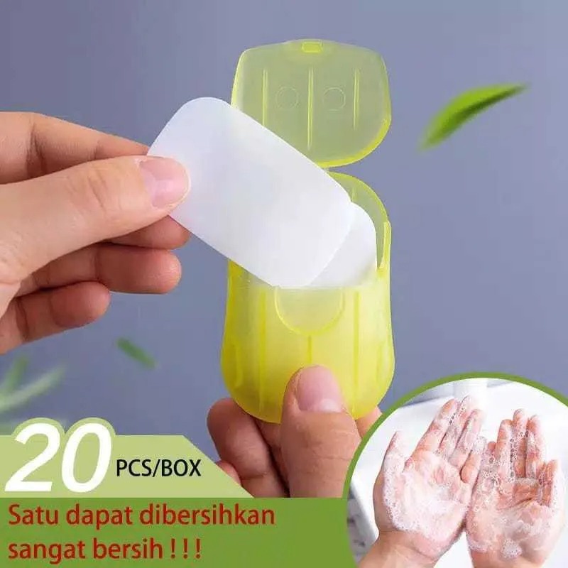 (SKR) 1 Pack Disposable Hand Washing Tablet Travel Carry Toilet Soap Paper Sabun Kotak Kertas Sekali Pakai