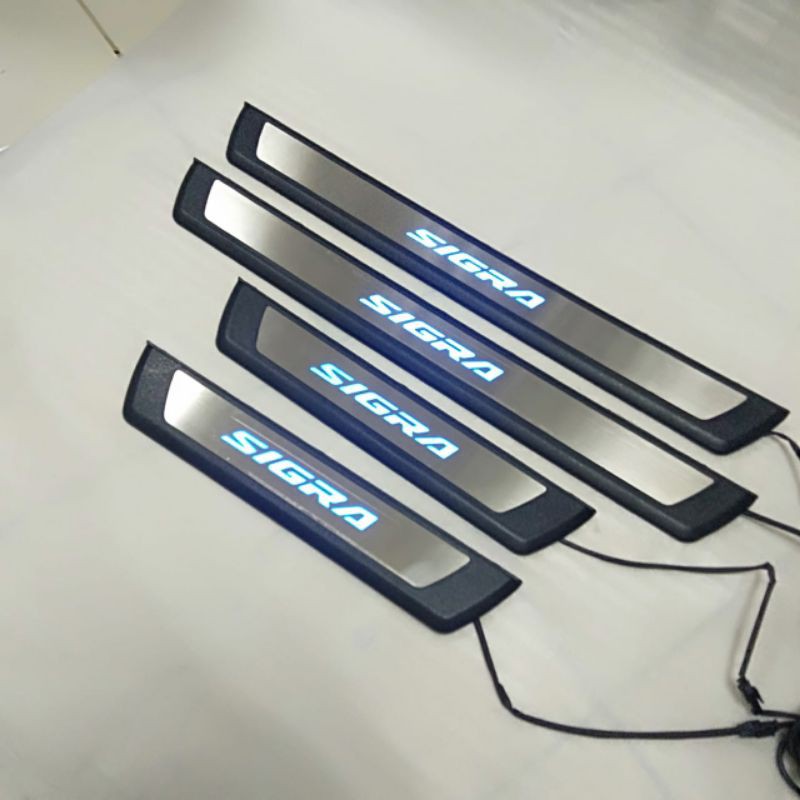 SILL PLATE sillplate SAMPING PINTU DAIHATSU SIGRA LAMPU LED BIRU STENLIS hitam plastik