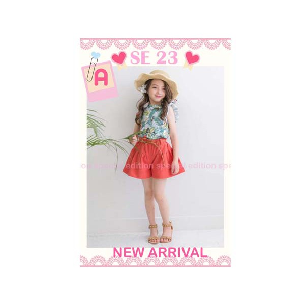Baju Setelan Anak Perempuan Motif Bunga-bunga Celana Pendek Orange Anak Perempuan Baju Pantai
