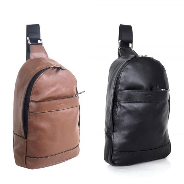 Coach men tas selempang slingbag bum bag fanny pack Charles Pack Leather Sling Bag kulit asli ori