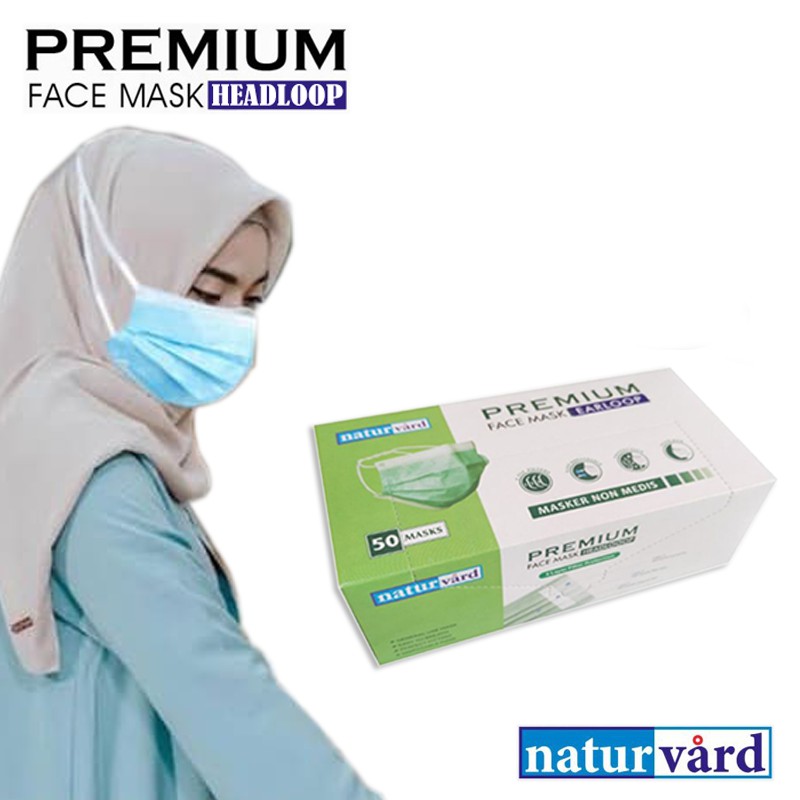 Masker Hijab 3ply 50pcs non Surgical Mask Headloop Mask Disposable Mask Termurah Masker Kesehatan