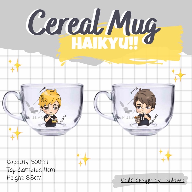 SEREAL MUG/MUG CEREAL/MUG ANIME/GELAS ANIME/HAIKYUU/MERCH ANIME/INARIZAKI/KARASUNO/BATCH 2