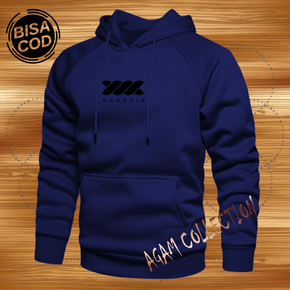 Agam collection Sweater Hoodie Distro Wadezi9 Premium Text Hitam Pria Wanita-Navy