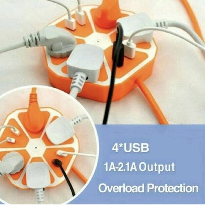 BAROKAH GAMIS USB SMART Power Socket Mza EU AU UK 6 IN 1 OVERLOAD PROTECTION