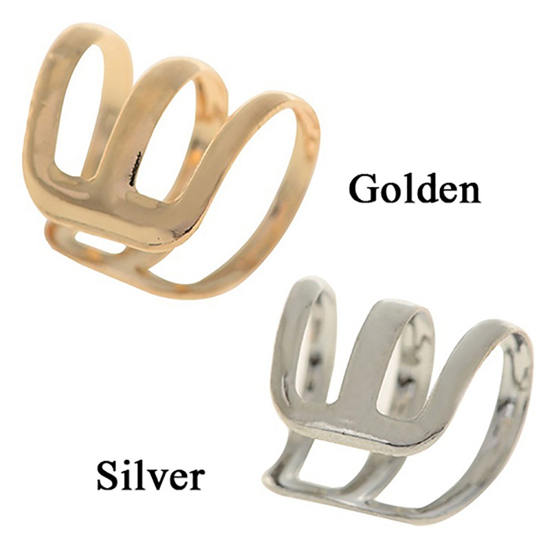 [Bayar Di Tempat] Anting Jepit Telinga Desain Hollow Gaya Punk Warna Silver/Emas