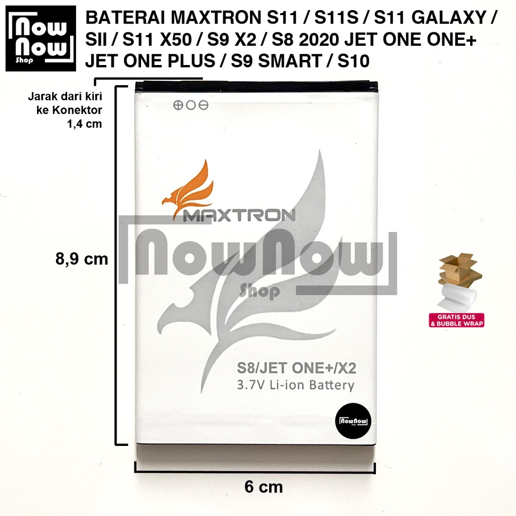 Baterai Maxtron S11 SII S11S S11 Galaxy S11 X50 S9 X2 S8 2020 Jet One One+ Jet One Plus S9 Smart S10 P 8,9 cm L 6 cm Batre Batrai Batere Baterei Battery HP