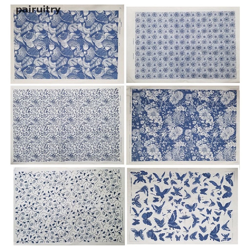 Kertas Tembikar Keramik Tanah Liat Transfer paper glaze underglaze flower Warna Biru