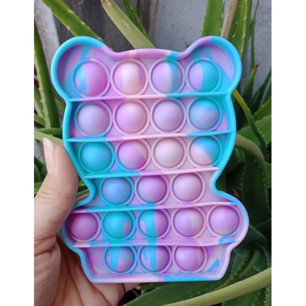 LYSASHOP -  Pop It BESAR AMONG US DINO UNICORN SEGIEMPAT JUMBO RAINBOW PUZZLE MAINAN EDUKASI ANAK-Teddy Bear Sugus