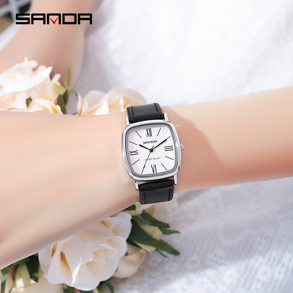 SANDA P1101 Jam Tangan Wanita Analog Classic Tali Kulit Quartz WATCHKITE WKOS