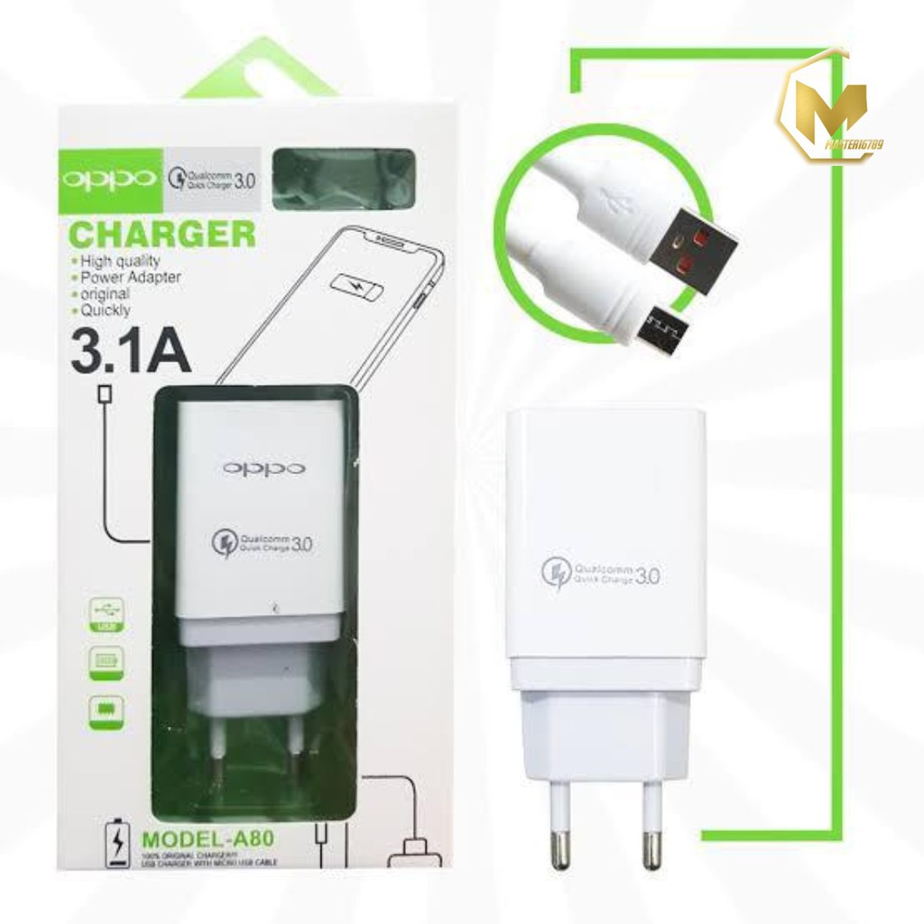 A80 Cashan Cashan OPPO 3Amper QUALCOM micro fast Charging Anti meledak A3S A5S F9 F11 F5 F7 MA1092