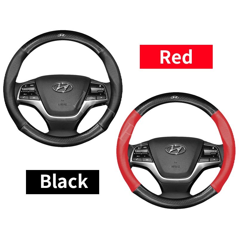 HYUNDAI Cover Stir Mobil Bahan Kulit carbon fiber Untuk Getz Accent Atoz i20 Trajet H1 i10 Kona Santa Fe