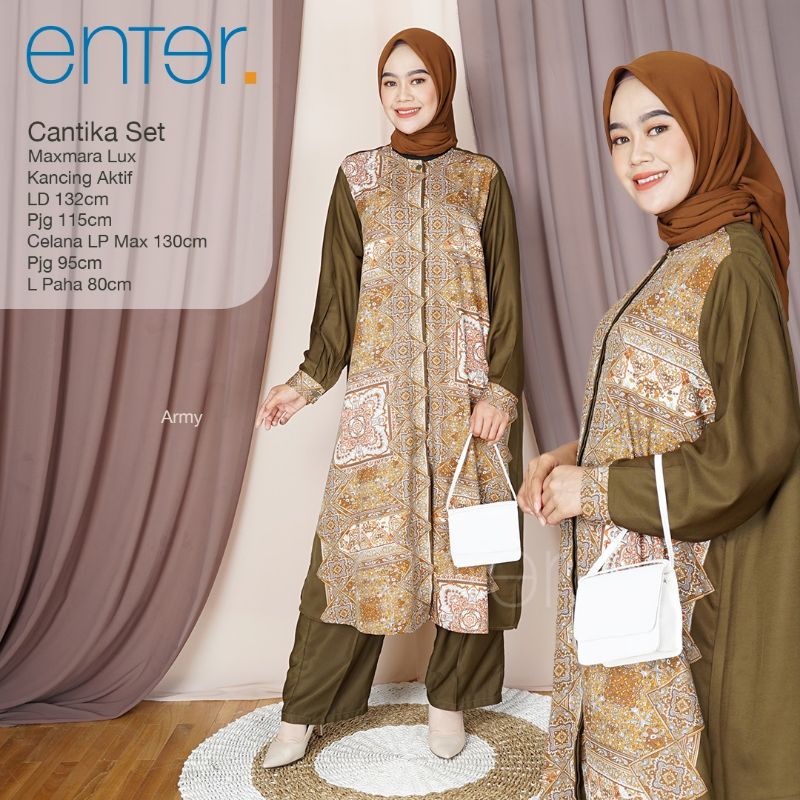 Oneset Tunik LD 132 XXXL Cantika Veysa Set Ori Enter Setelan Wanita One Set Rayon Pajamas Super Jumb